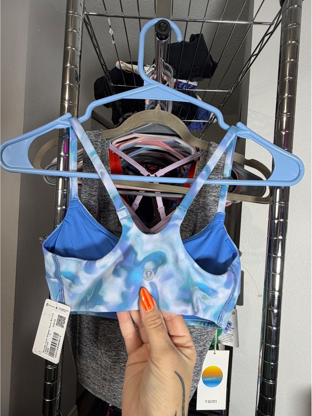 Lululemon Wunder Train Strappy Bra C/D Cup Floral Glow Midi Blue Multi - Size 2